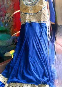 Blue Gown Suit With Dupatta