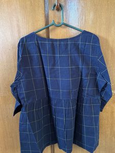 Navy Blue Peplum Top For Daily Wear