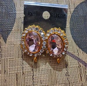 Emerald Green And Pink Jhumka Earrings