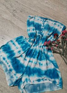 My Style Tie Dye Halter Neck Sleeveless Smocked