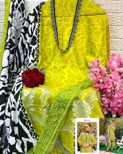 Chartreuse Printed Salwar Kameez
