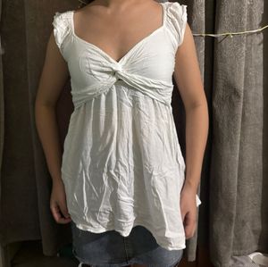 White Twist Front Top