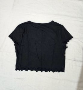 H&amp;m Black Crop Tee