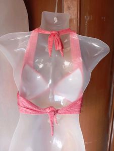 Peach Halter Bikini Top