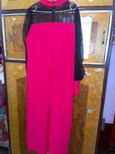 Chic Rani Pink With Black Mesh Detailing Dress XL
