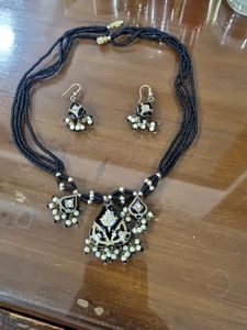 Rajasthani Necklace And Ear Ring Set In Silver