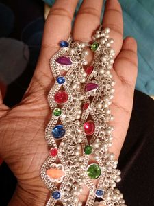 Silver Pleated Anklets