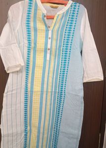 White and Blue Patterned Kurti