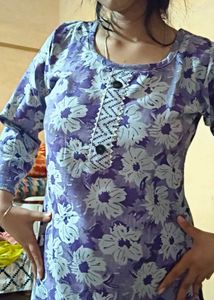 Floral Print Purple Kurta with pajama