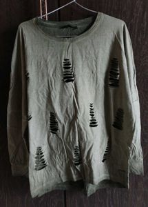 Roadster Grunge Distressed Olive Green Sweatshirt