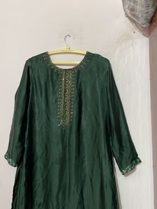 satin green new kurta