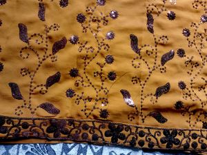 Embroidered Mustard Yellow Fabric
