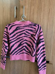 Pink Zebra Stripe Cardigan