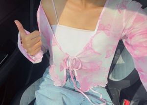 Pink Aesthetic Mesh Top