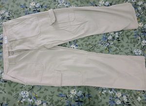 Trendy Wide Leg (Flared From Bottom ) Beige Cargo