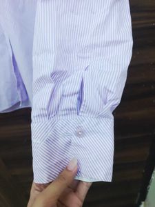 purple striped shirt