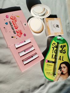 Combo Of Myglamm Compact,Kajal &amp;Lip Kit Brushes