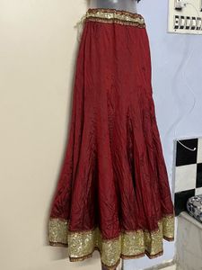 Marron &amp; Gold Lehenga Set