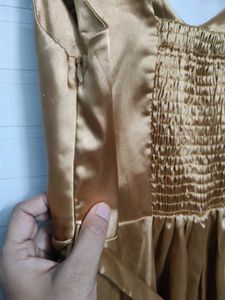 Golden Satin Party Dress