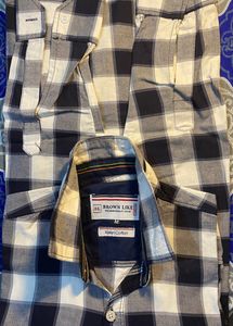 Korean Men Italy Cotton Check Shirt White