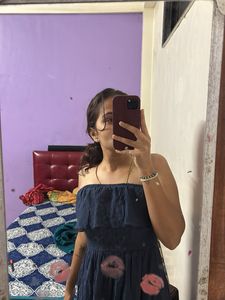 Navy Blue Off-Shoulder Dress