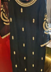 Ethnic Embroidered Black Party Kurta