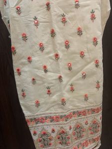 Off White Party Wear Mirror  And Stone  Dress