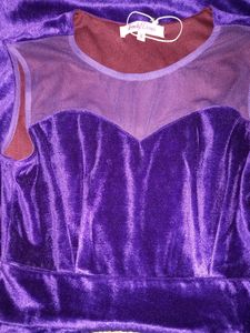 Purple velvet knee length Dress