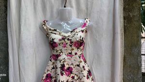 8412. Floral Off-Shoulder Fit &amp; Flare Dress