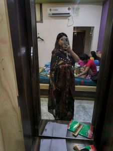 Black and brown tie-dye saree with sequins