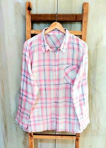 Pink Plaid Cotton Shirt Size-44-46