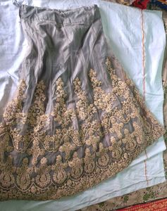 Grey &amp; Gold Embroidered Lehenga Choli