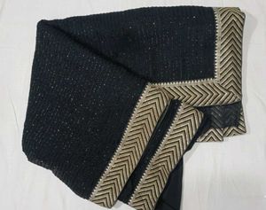 Black Embellished Saree with blouse piece