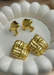 Gold Tone Earrings - Mushroom &amp; Knotted