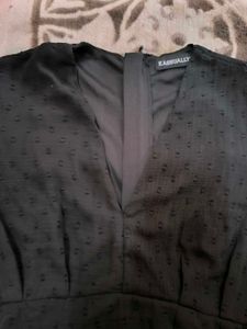 Women Fit &amp; Flare Dress with Swiss-Dot Detail