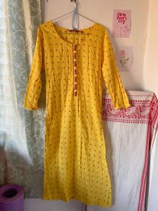 Yellow Printed Kurti