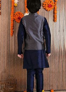 Blue Solid kurta Pyjama