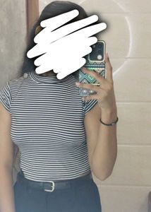 Striped Mock Neck Top