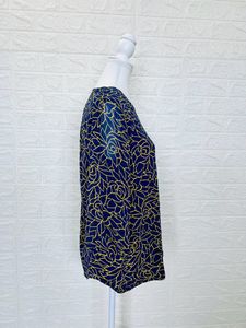 Rose Pattern Navy Blue Short Kurti