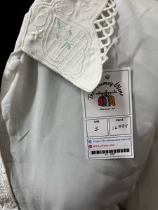 White Korean Embroidered Shirt