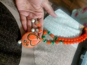 Beautiful Bead Necklace Set With Earrings
