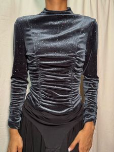 Zara Glitter Ruched Sleeve Bodysuit