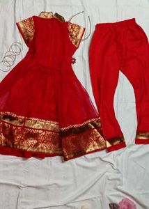 🎀Red &amp; Gold Festive Anarkali🎀