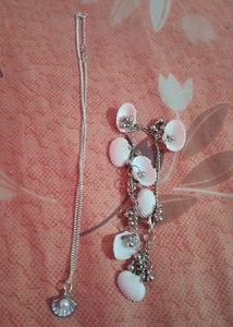 Shell Charm Pendant and Bracelet Combo
