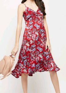 Women Floral Printed Spaghetti A-line Dress