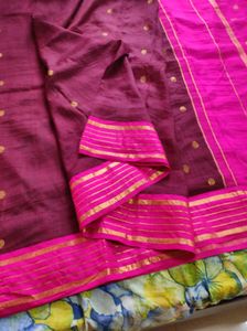 Brown and pink Silk Saree