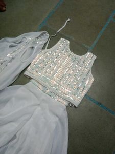 Girls Shrug Crop Top And Plazzo