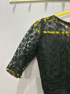 Black Lace Sheer Blouse With Lehanga