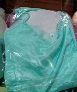 Turquoise Ethnic Gown With Organza Duptta