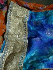 Blue & Gold Embellished Fabric